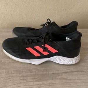 Adidas Men’s Black and Neon Orange Tennis Shoes in Size 12